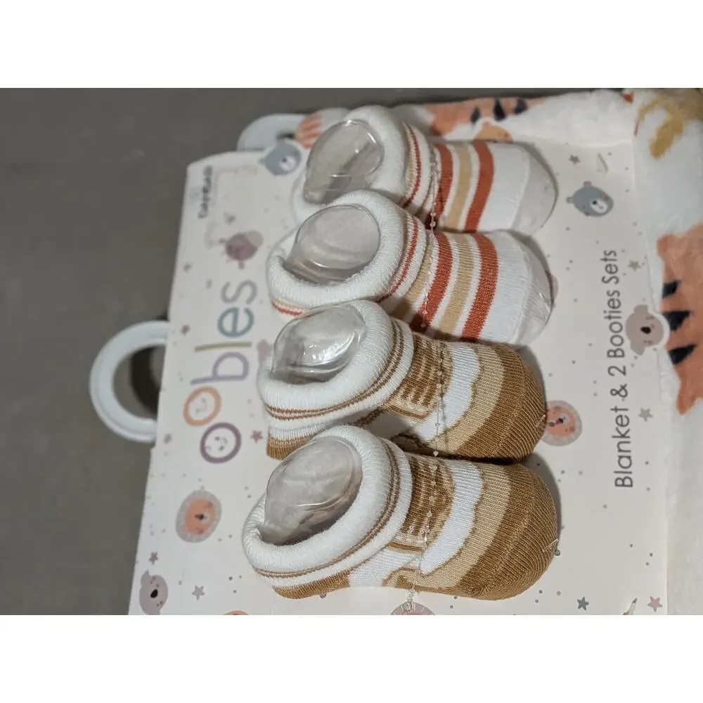 Danbar Baby Blanket Bootie Set NWT Safari Giraffe Leopard Lion Jungle Gift 3pc